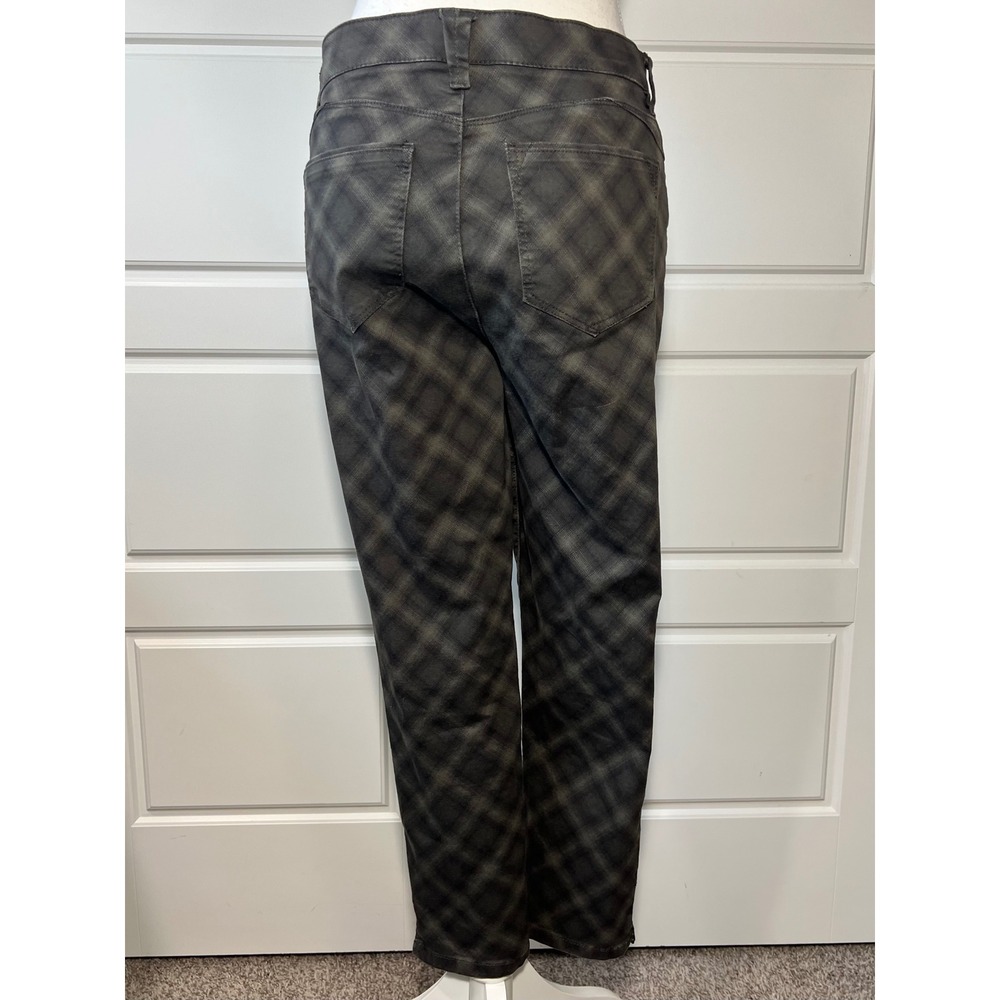 Wit & Wisdom Black & Army Green Plaid Straight Leg Stretchy Capri Jeans Size 6 - Picture 4 of 11